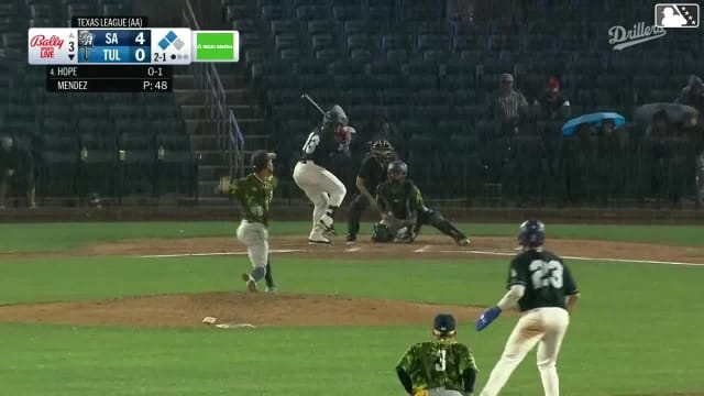 Zyhir Hope out on a sacrifice fly to right fielder Kai Murphy. Josue De Paula scores.