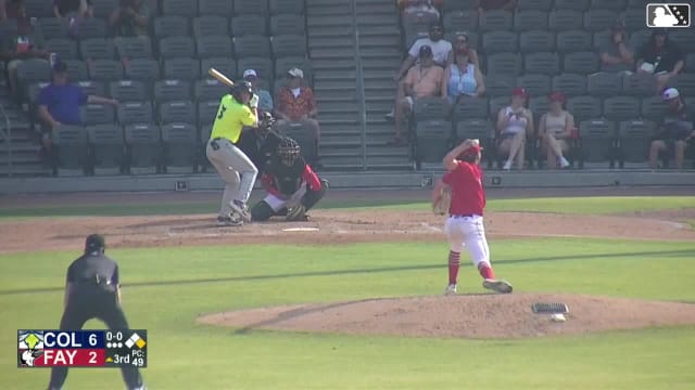 Sean Gamble doubles (6) on a sharp line drive to center fielder Anthony Huezo. Jhosmmel Zue scores.