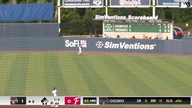 Luke Dickerson makes a run-saving catch at the wall