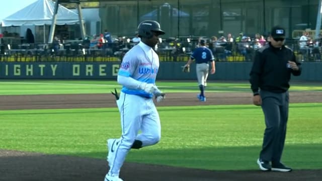 Dakota Jordan hits his first home run of the season