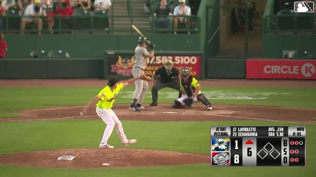 Jace LaViolette strikes out on a foul tip.