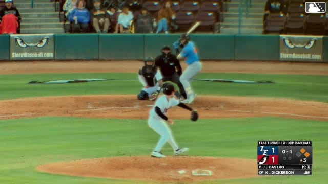 Korbyn Dickerson doubles (8) on a fly ball to center fielder Ryan Wideman. Connor Dykstra scores. George Feliz to 3rd.