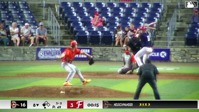 Gavin Fien singles on a ground ball to left fielder Joephillip Guzman. Coy James scores.