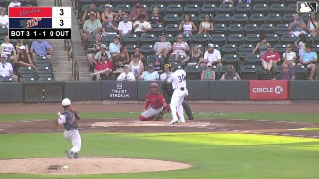 Jeral Perez triples (1) on a fly ball to right fielder Isaiah Jackson. Ryan Burrowes scores.
