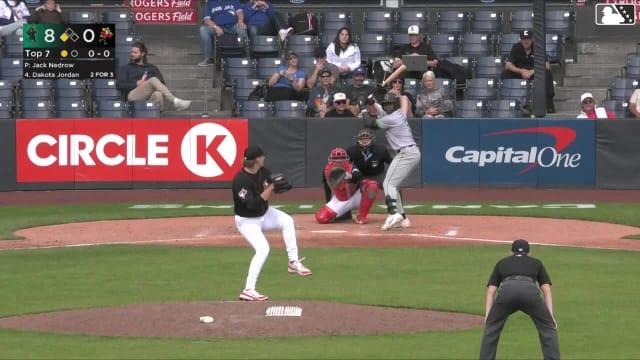Dakota Jordan singles on a sharp line drive to right fielder Jake Casey. Jhonny Level scores.