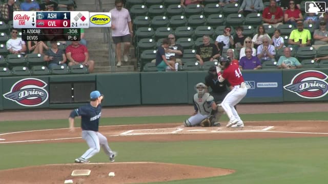 Enddy Azocar triples (2) on a ground ball to right fielder Caden Powell. Justin Gonzales scores.