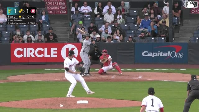Luke Stevenson singles on a ground ball to right fielder Mathieu Vallee. Anthony Donofrio scores. Jonny Farmelo to 3rd.