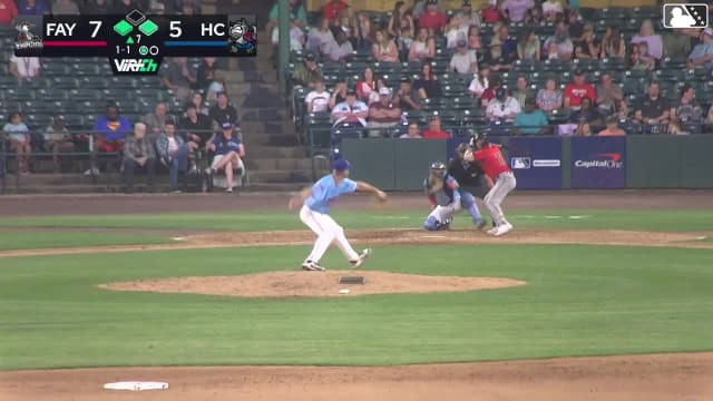 Walker Janek doubles (1) on a fly ball to center fielder Jose Pirela. Anthony Huezo scores. Kevin Alvarez to 3rd.