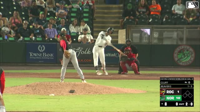 Dylan Beavers swats his second home run of the game