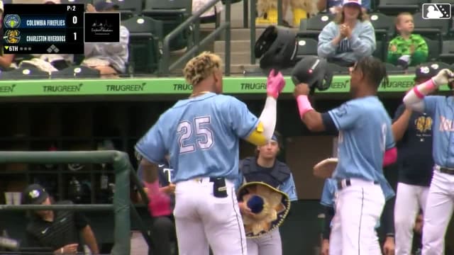 Brailer Guerrero's first HR with Charleston