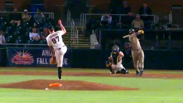 Alexander Fuentes goes to his fastball for the K