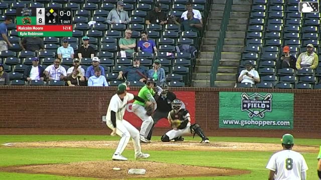 Malcolm Moore singles on a soft pop up to left fielder Jhonny Severino. Rafe Perich scores.