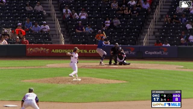 Noah Miller homers (5) on a fly ball to center field.