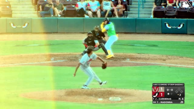 Truitt Madonna singles on a sharp line drive to left fielder Abdias De La Cruz. Jose Verdugo scores.