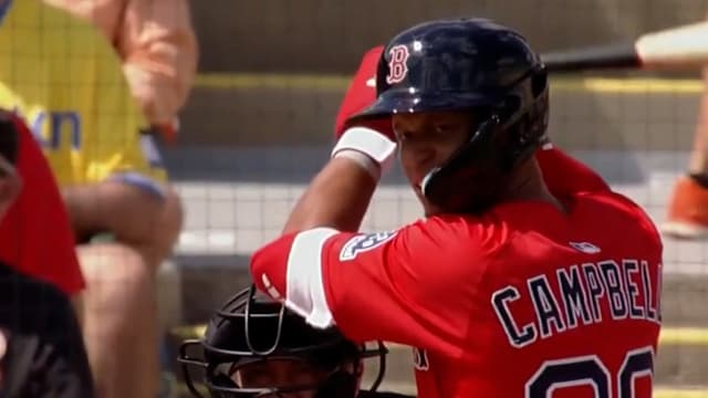 Kristian Campbell's first knock of Spring Training