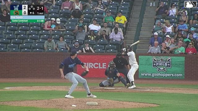 Easton Carmichael homers (10) on a fly ball to left center field.