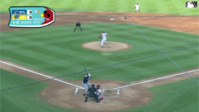 Luke Dickerson singles on a line drive to center fielder Nathan Humphreys. Ronny Cruz scores.