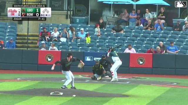 Alex Lodise homers (1) on a fly ball to left center field.