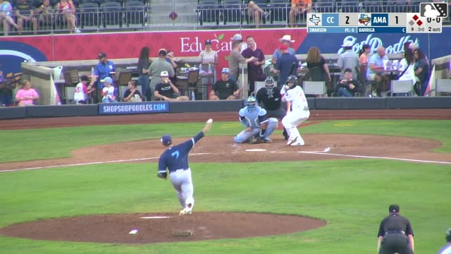 Alberto Barriga doubles (10) on a line drive to left fielder Chase Call. Trent Youngblood scores. Ben McLaughlin to 3rd.