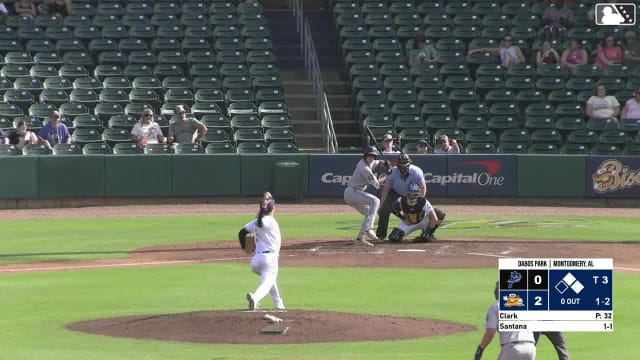Adrian Santana singles on a line drive to center fielder Theo Gillen. Colby Shade scores. Jay Beshears to 2nd.