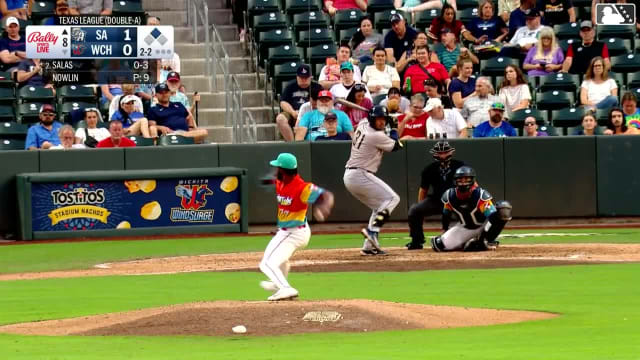 Romeo Sanabria singles on a sharp ground ball to center fielder Maddux Houghton. Carson Tucker scores.