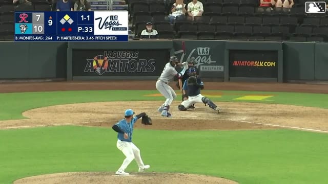 Lazaro Montes doubles (9) on a fly ball to right fielder Jared Dickey. Michael Arroyo scores.