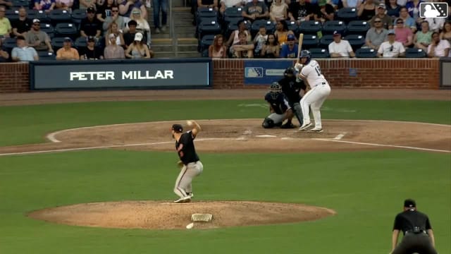 Dom Keegan singles on a ground ball to center fielder Luis Lara. Homer Bush Jr. scores. Victor Mesa Jr. to 2nd.
