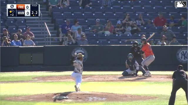 Colin Yeaman singles on a line drive to left fielder Josh Moylan. Elis Cuevas scores.