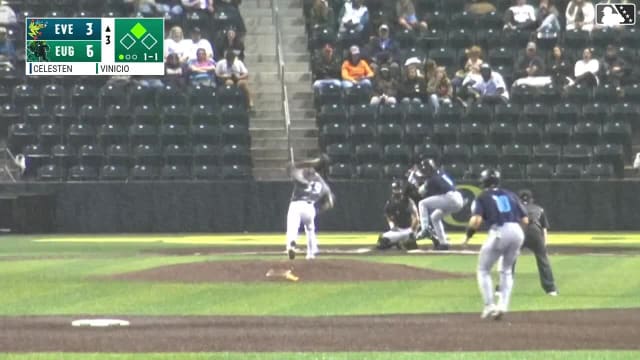 Felnin Celesten doubles (16) on a sharp line drive to right fielder Dakota Jordan. Josh Caron scores.