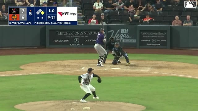 Zac Veen triples (1) on a sharp fly ball to right fielder Brayan Buelvas. Charlie Condon scores.