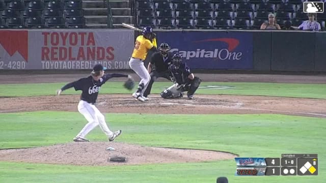 Edgar Montero doubles (9) on a line drive to left fielder Brayden Corn. Nate Nankil scores.