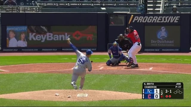 Juan Brito doubles in first big league at-bat