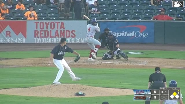 Breyson Guedez singles on a line drive to center fielder George Feliz. Michael Brooks scores.