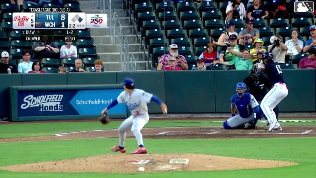 Khadim Diaw triples (1) on a sharp fly ball to center fielder Mike Sirota. Jay Thomason scores.