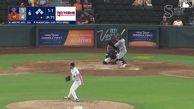 Michael Arroyo homers (6) on a fly ball to center field.