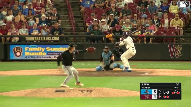 Luis Peña singles on a ground ball to left fielder Colby Shade. Daniel Guilarte scores. Yannic Walther to 2nd.
