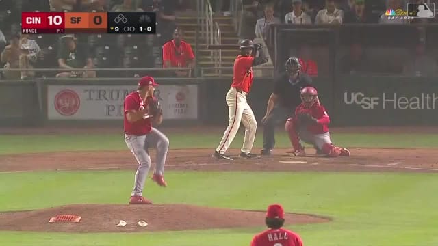 Scott Bandura triples (1) on a sharp line drive to left fielder Kien Vu.