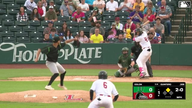 Eduardo Quintero homers (1) on a line drive to left center field. Charles Davalan scores.