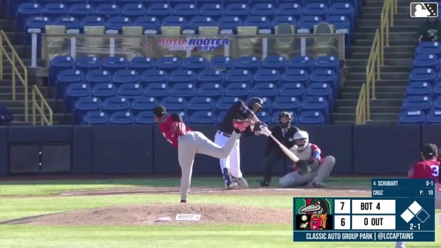 Nolan Schubart singles on a ground ball to right fielder Eduardo Quintero. Dean Curley scores. Aaron Walton to 3rd.