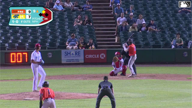 Enddy Azocar doubles (13) on a sharp line drive to left fielder TJayy Walton. Fernando Peguero scores.