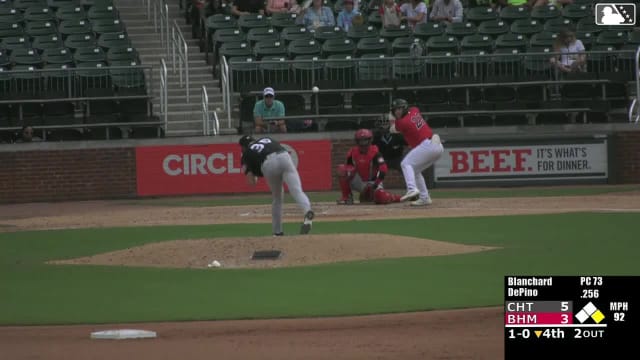 Anthony DePino homers (13) on a fly ball to left field. Caleb Bonemer scores.