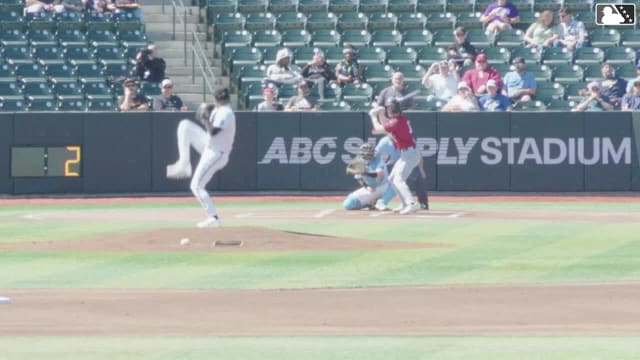Mike Sirota homers (1) on a fly ball to right center field.