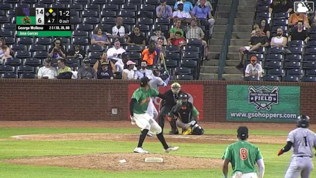 George Wolkow doubles (7) on a fly ball to right fielder Jared Jones. Ryan Burrowes scores.