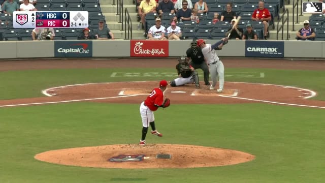 Ethan Petry homers (1) on a fly ball to center field.