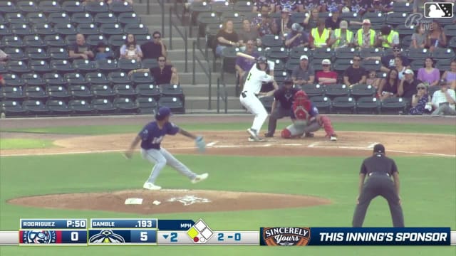 Sean Gamble singles on a ground ball to right fielder Derek Cerda. Yandel Ricardo scores.