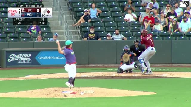 Sebastian Walcott homers (9) on a fly ball to left field. Marcus Lee Sang scores.