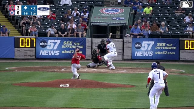 Angel Cepeda singles on a line drive to center fielder Yasser Mercedes. Kade Snell scores.