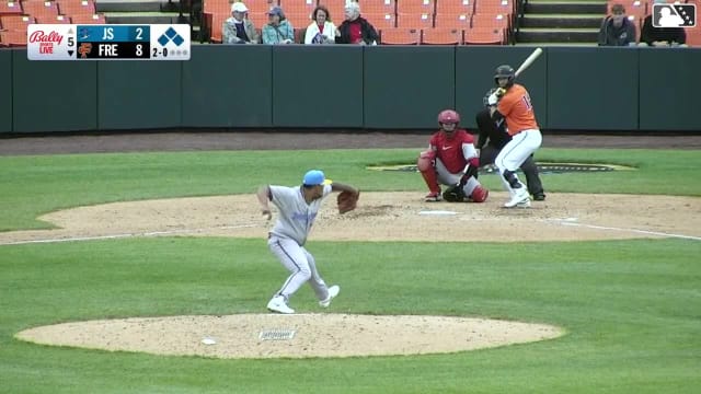 Colin Yeaman homers (1) on a fly ball to left center field.