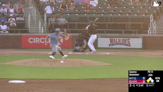 Caleb Bonemer singles on a line drive to left fielder Ryan Spikes. Jacob Burke scores.