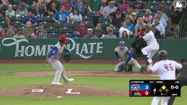 Nico Perez homers (8) on a fly ball to center field. Eduardo Quintero scores.